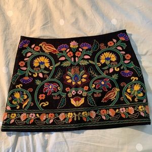 Zara embroidered mini skirt